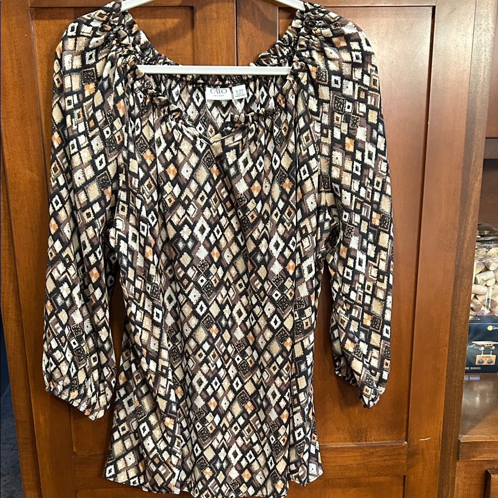 Cato Multicolor Geometric Print Blouse